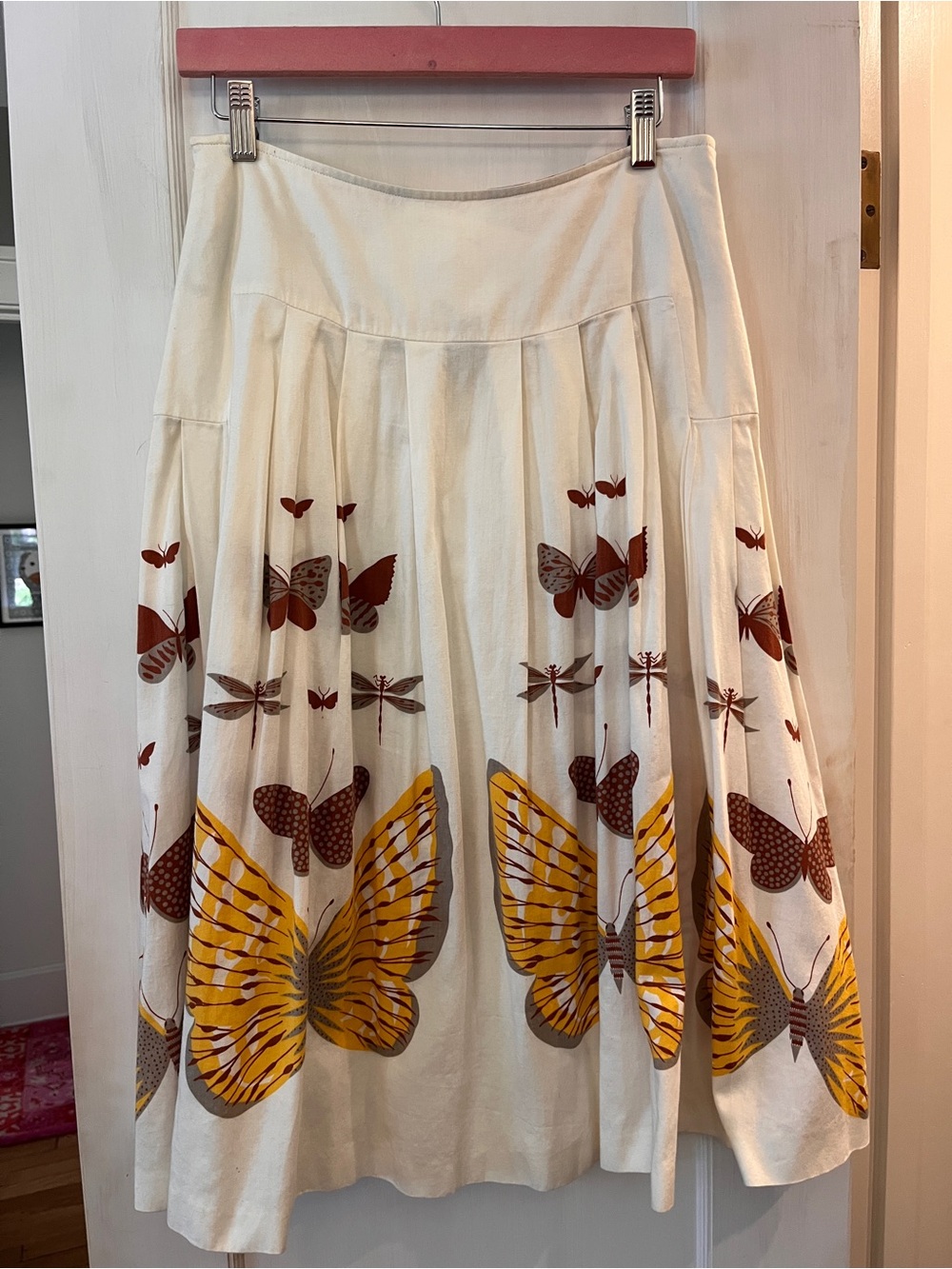 Midi Skirt with Yellow & Brown Butterflies - Picture 2 of 6